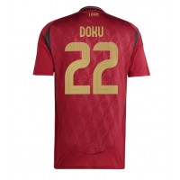Camisa de Futebol Bélgica Jeremy Doku #22 Equipamento Principal Europeu 2024 Manga Curta